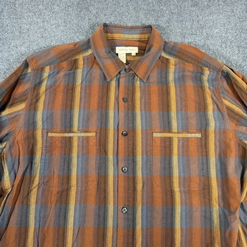 Territory Ahead Shirt Mens 2XL Tall Aztec‎ Western Cowboy Long Sleeve Button Up